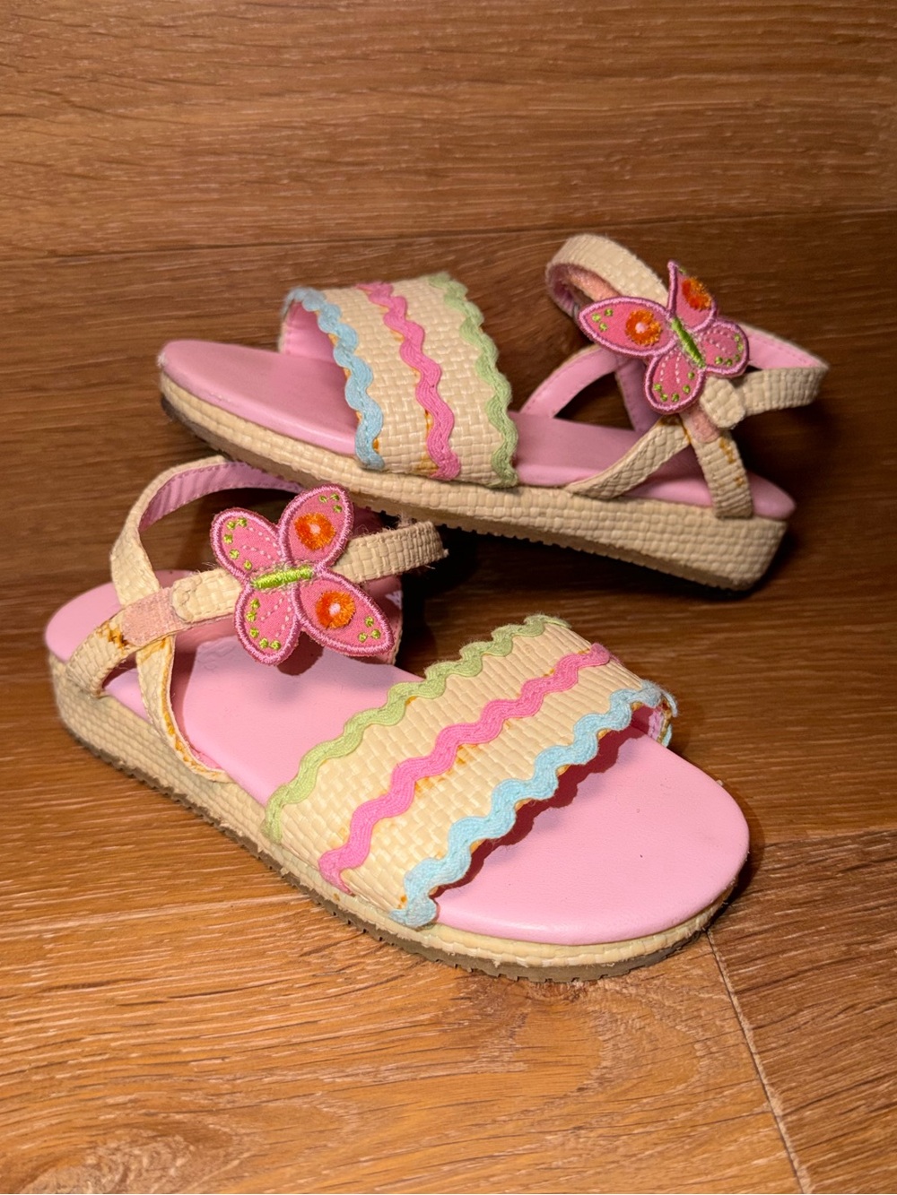 Gymboree Pink Butterfly Rickrack Trim Sandals 8